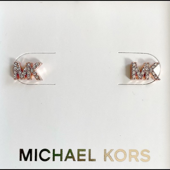 SOLD! MK Rose Gold Logo Stud Earrings - Picture 3 of 6